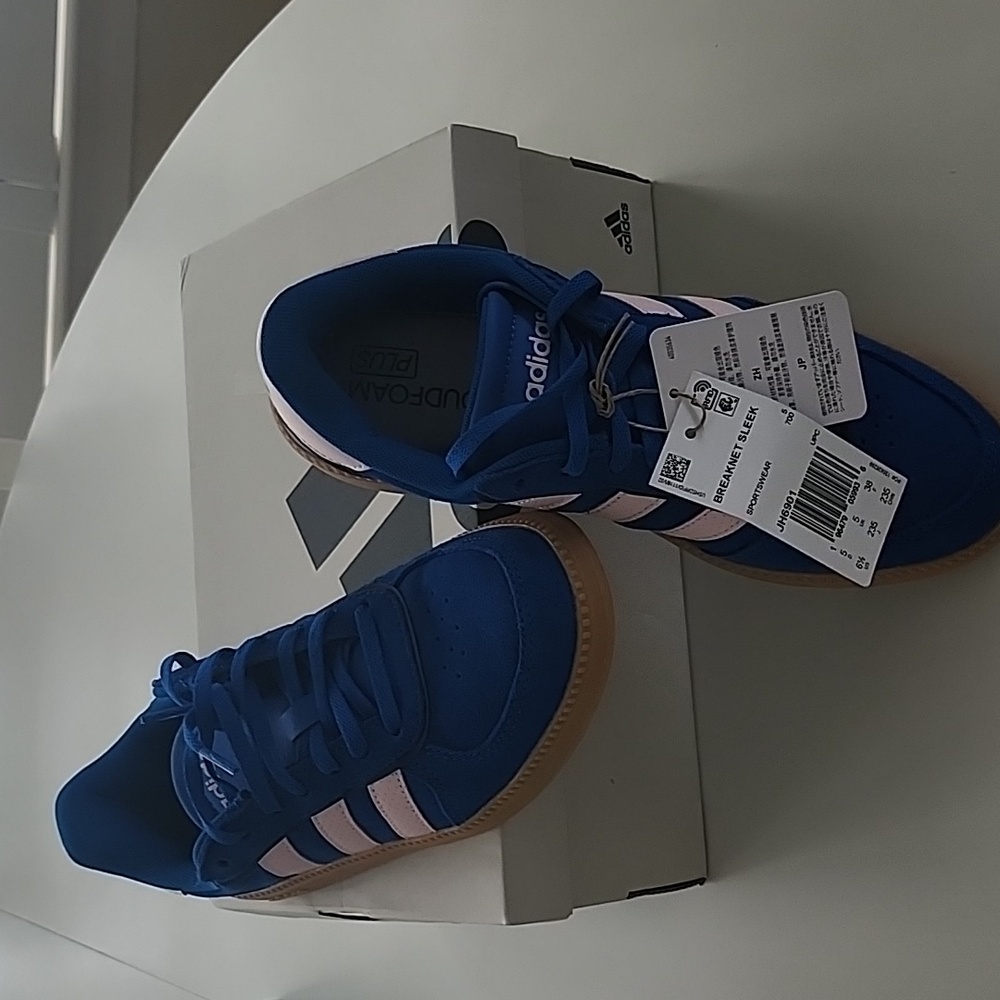 Adidas Breaknet Sleek Blue Sneakers with Opal Pink Stripes